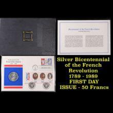 Silver Bicentennial of the French Revolution 1789 - 1989 FIRST DAY ISSUE - 50 Francs