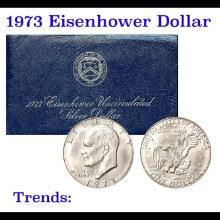 1974-s Silver Unc Eisenhower Dollar in Original Packaging with COA  "Blue Ike"