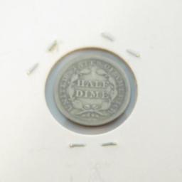 1853 Seated Liberty Half Dime with arrows