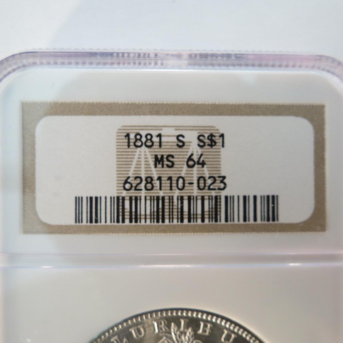 1881 S Morgan Silver Dollar NGC graded MS64