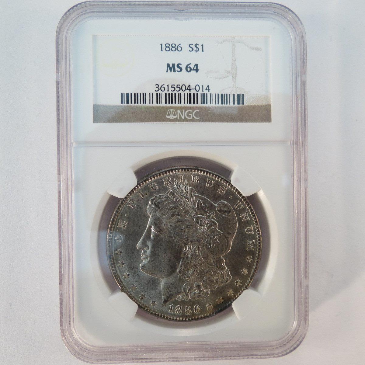 1886 Morgan Silver Dollar NGC graded MS64