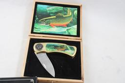 3 Collector Knives Handmade Damascas Folding++