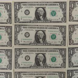 21 Uncirculated US $1 notes 1963-1985