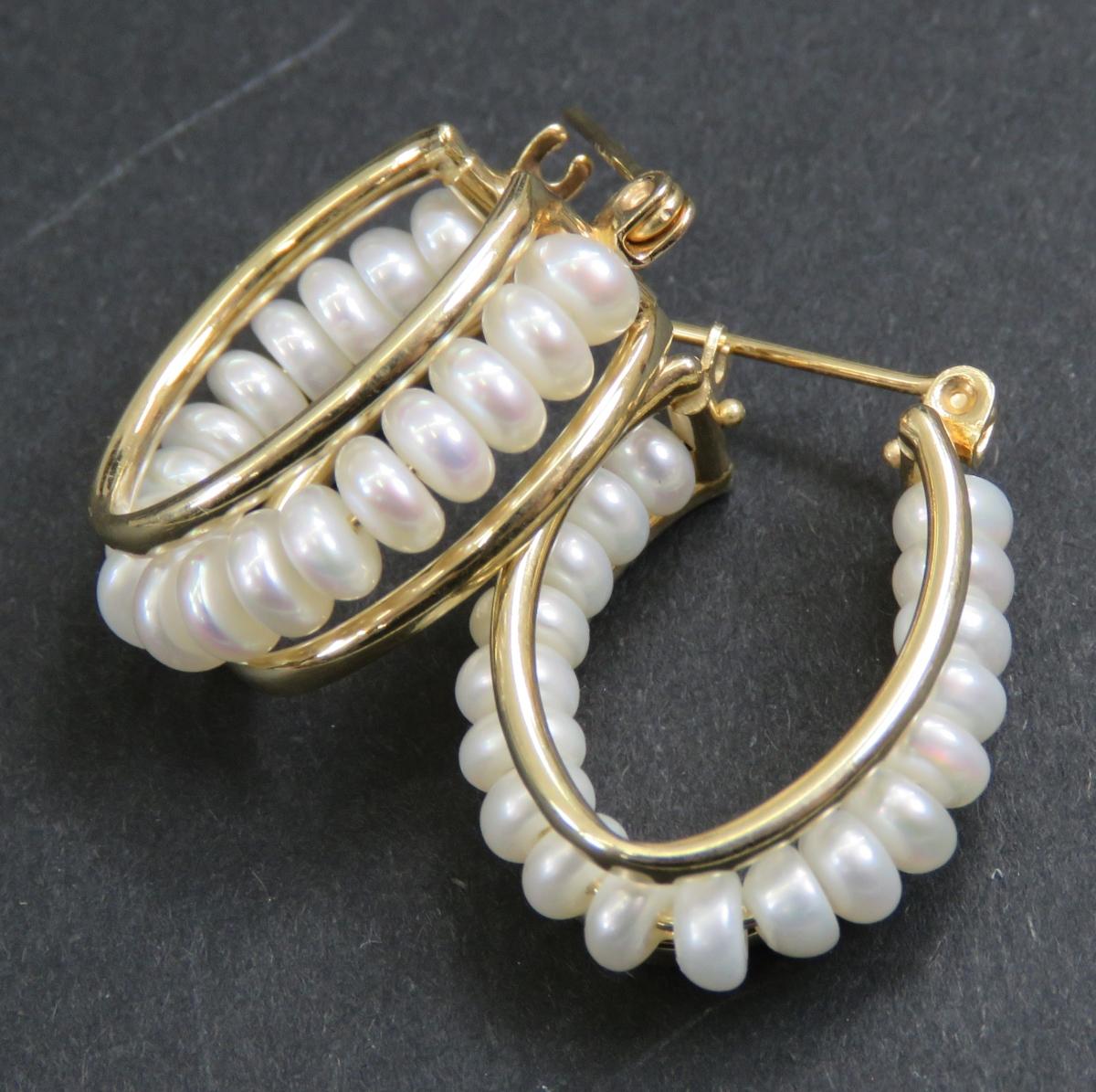 14kt Gold & Pearl Earrings, 4 Necklaces & Bracelet