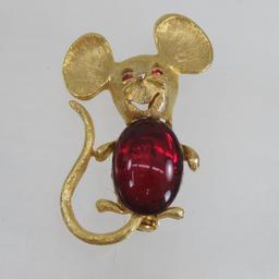 Vintage Jelly Belly Mouse & Turtle Brooches