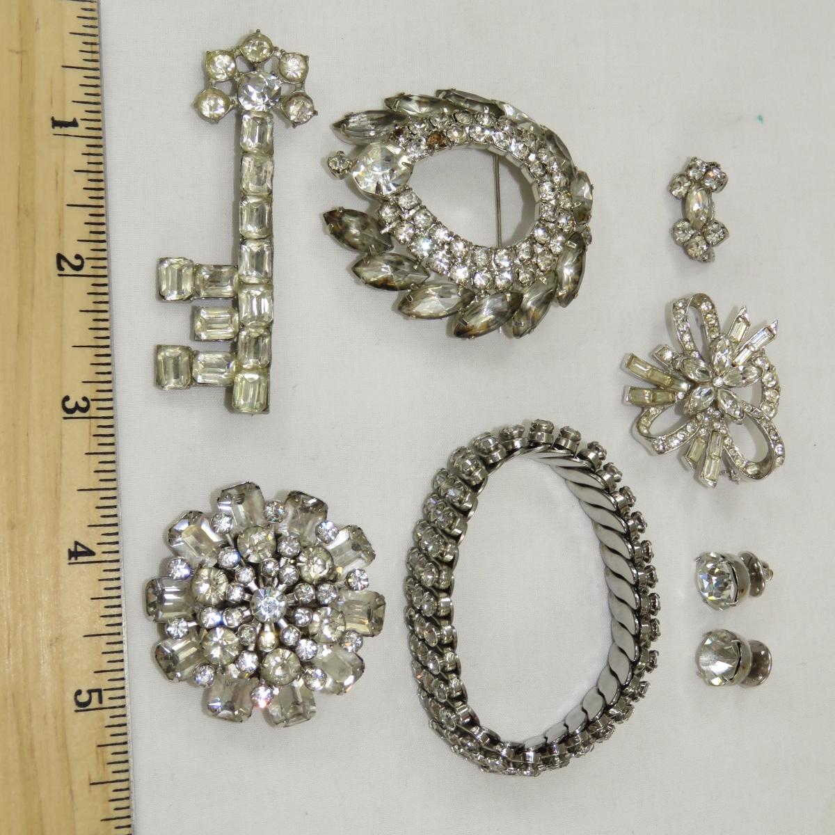 Vintage Rhinestone jewelry in Jewelry box