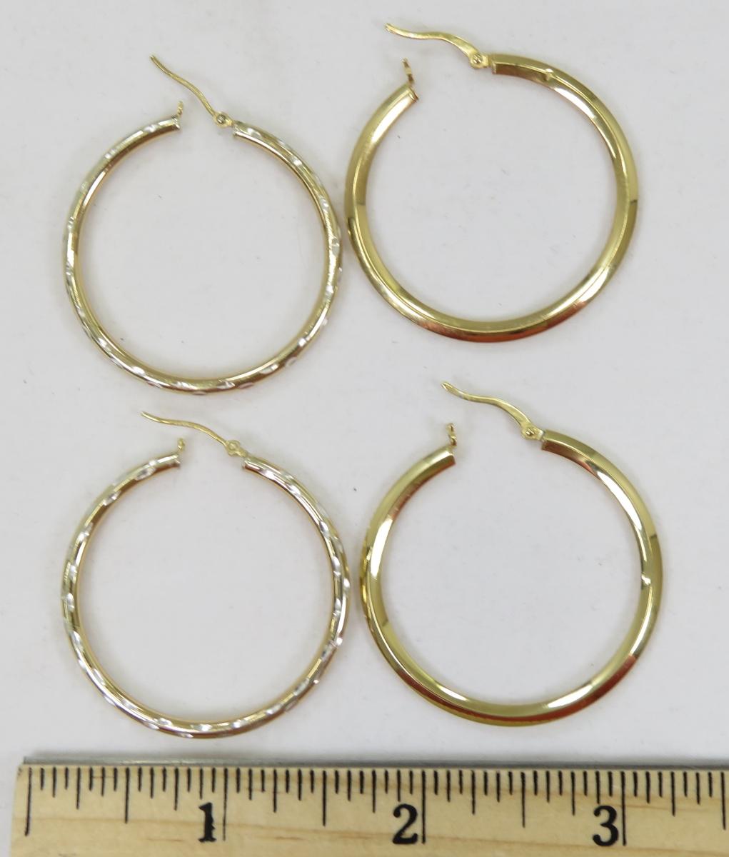 2 Pair JCM Sterling & 1/20 10kt Gold Hoop Earrings