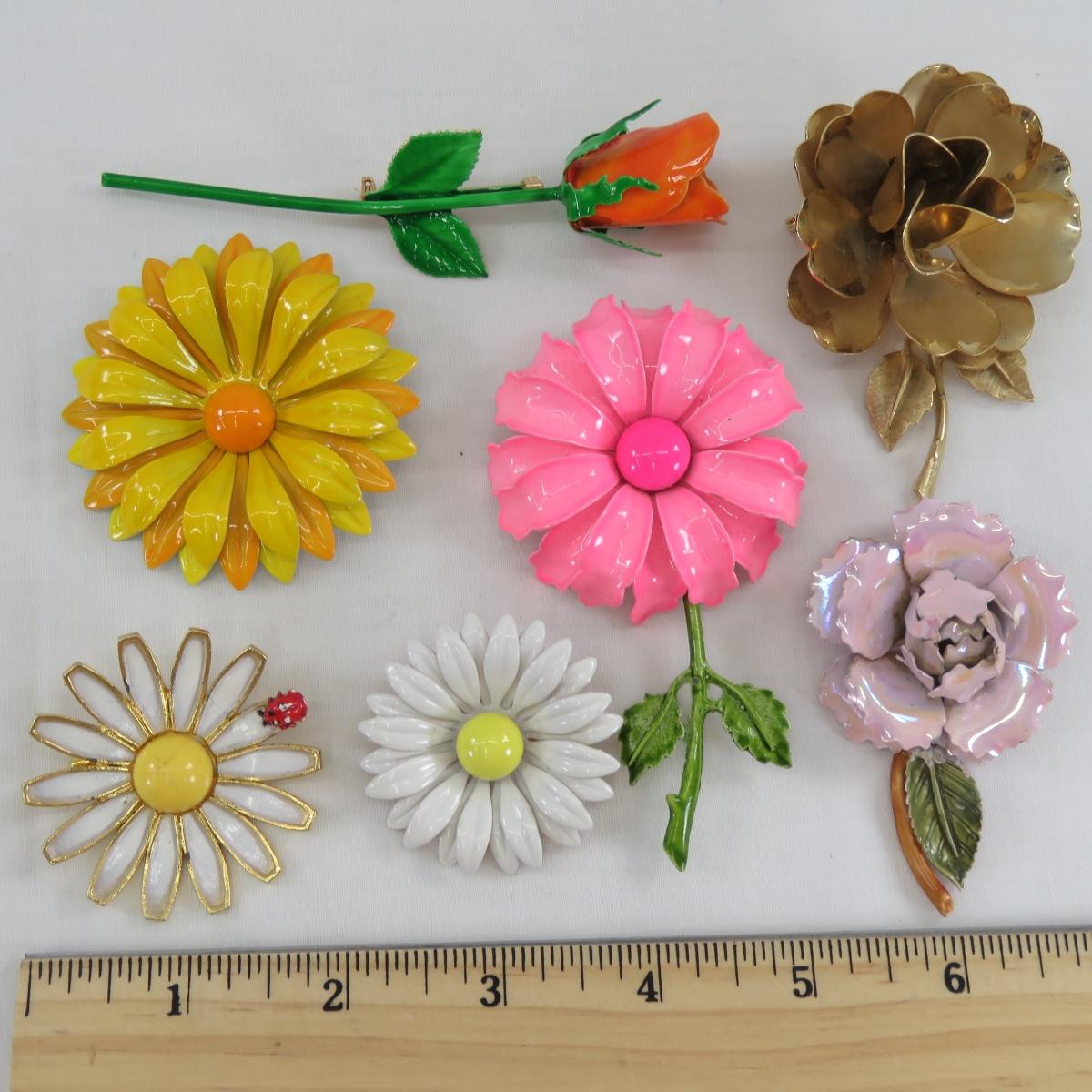Vintage Floral Enamel, Figural and Other Brooches