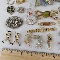 Vintage Floral Enamel, Figural and Other Brooches