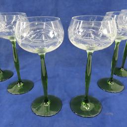 Set of 6 hand made wine glasses