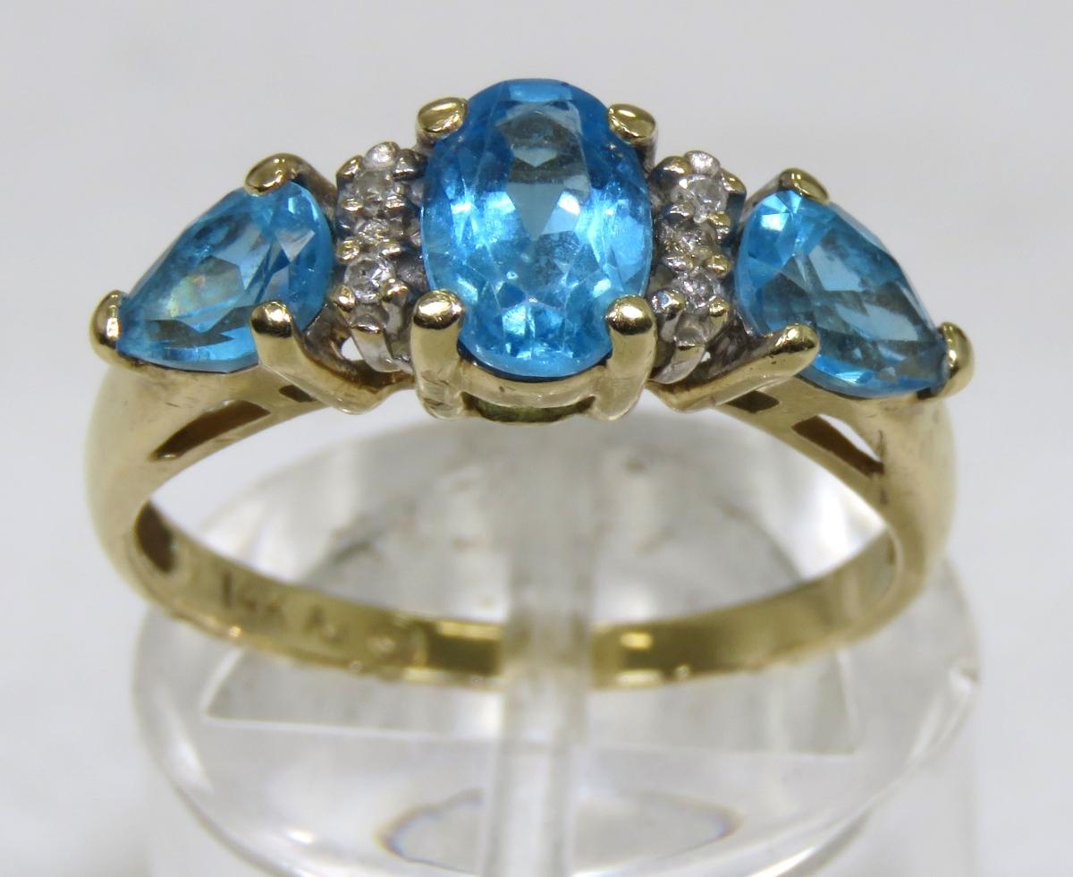 14kt Yellow Gold & Topaz Ring with Diamond Accents