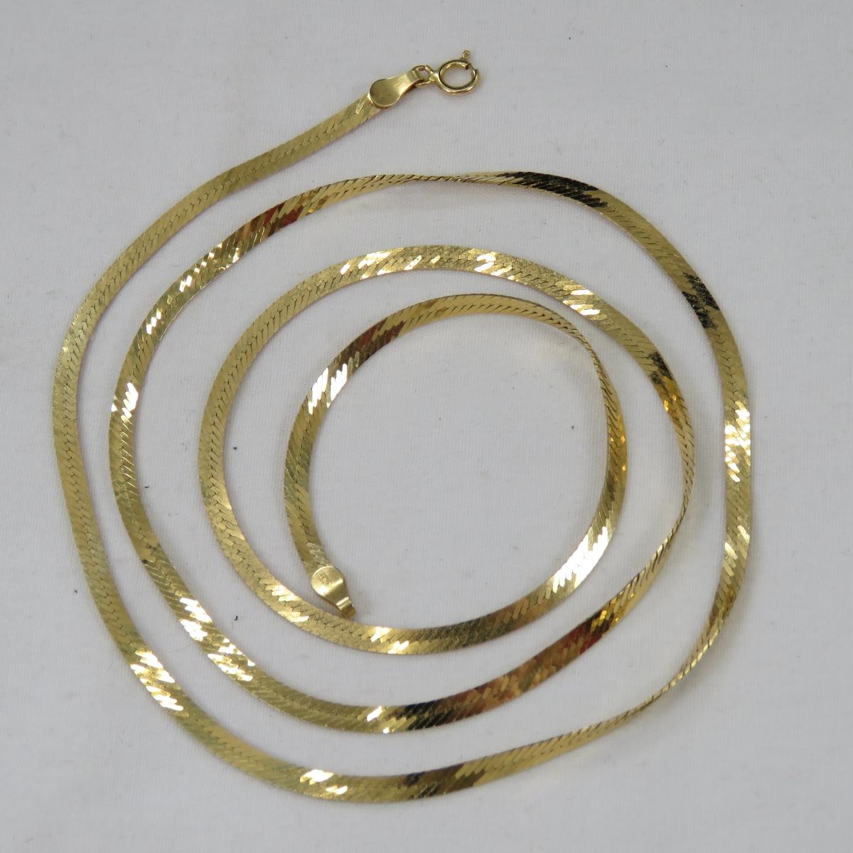 24" 14kt Gold Herringbone Necklace Made in Italy