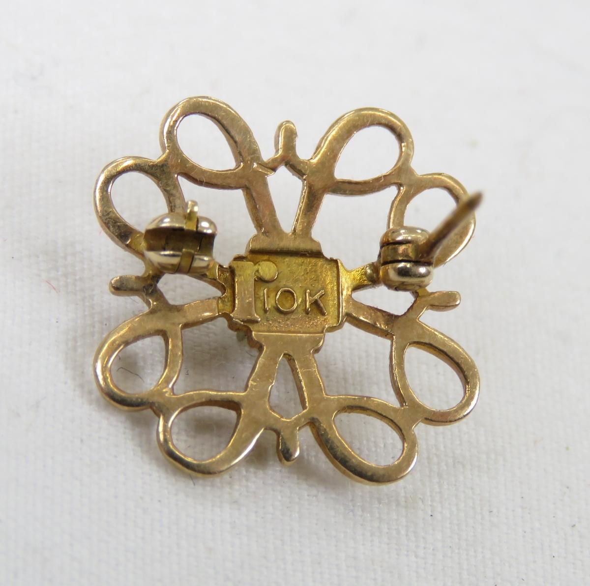 10kt Yellow Gold and seed Pearl Brooch