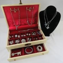 Vintage Rhinestone jewelry in Jewelry box