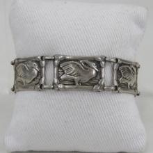 Sterling Silver 6 panel swan bracelet 34.5 grams