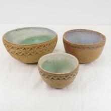 3 Pottery Bowls- Unknown Mark on Bottom