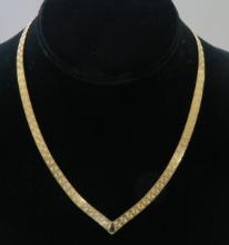 14kt Yellow Patterned Gold V Necklace by Sigma