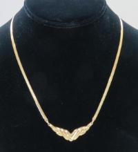 Aurafin 14kt Gold Herringbone Collar Necklace