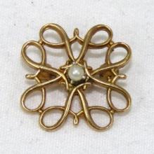 10kt Yellow Gold and seed Pearl Brooch