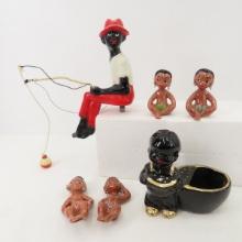Black Americana ceramic figures and planter