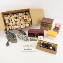 Vintage Sewing Notions, Machine Parts, Buttons