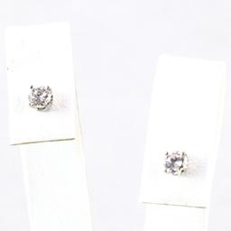 Pair of new 14K white gold diamond stud earrings