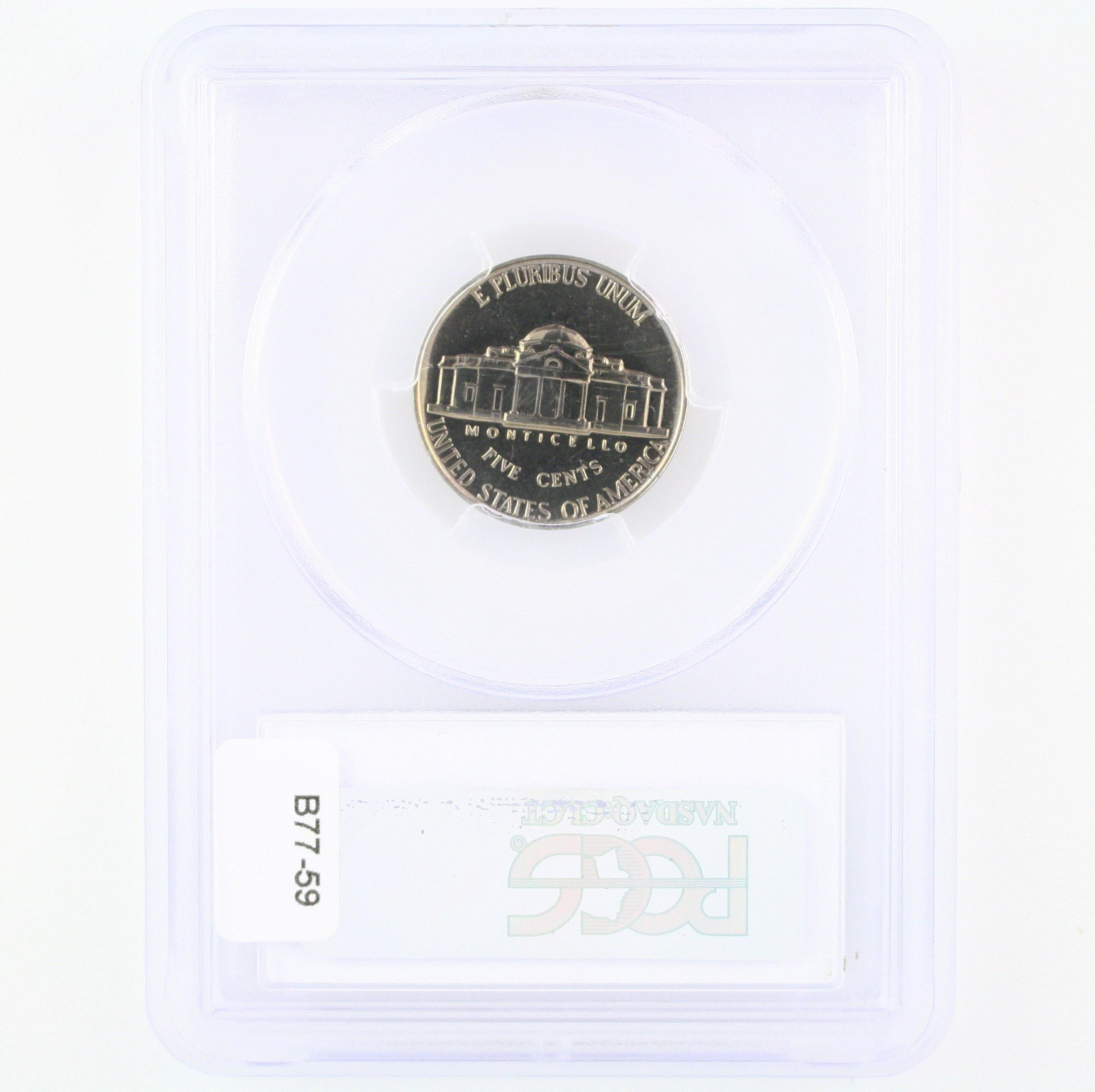 Certified 1939 reverse of 1938 U.S. proof Jefferson nickel