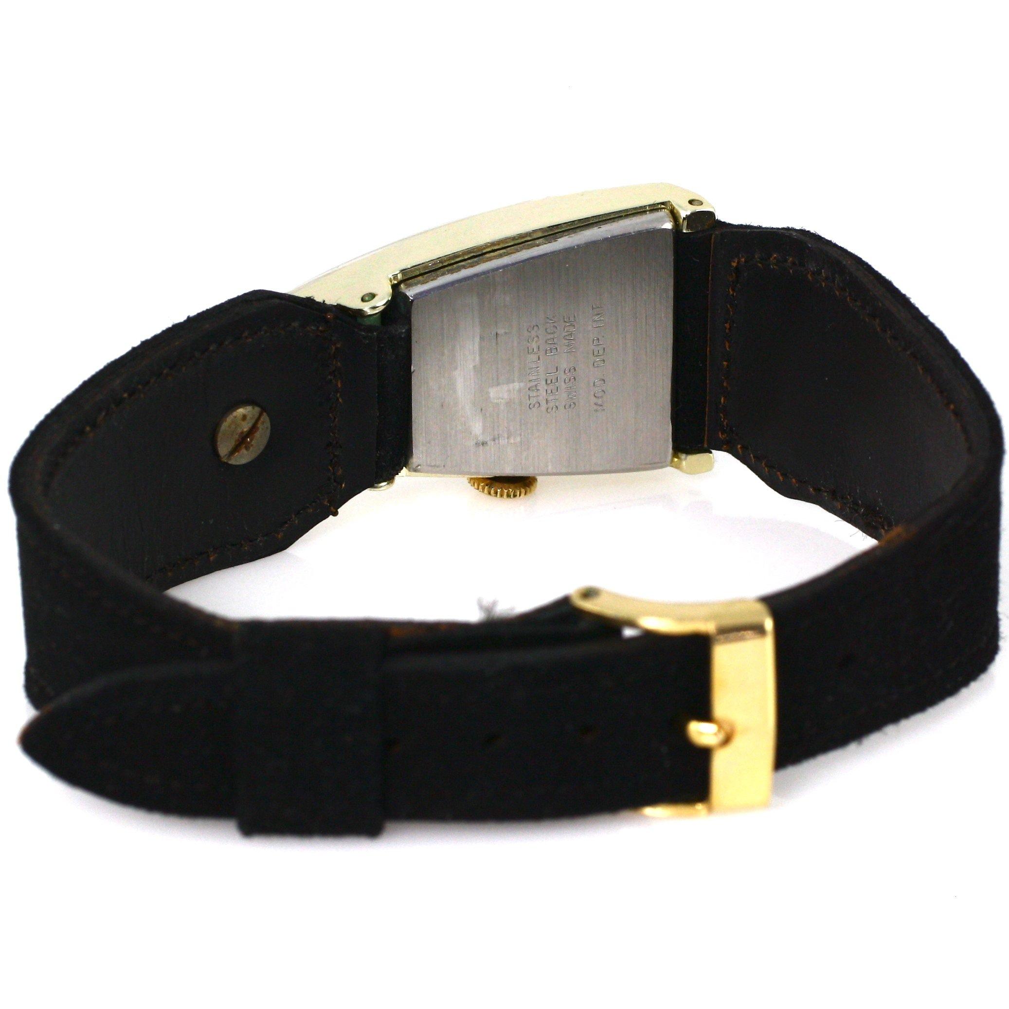 Authentic vintage Louvic 17-jewels Hilton “Rocket” triangle gold-plated wristwatch