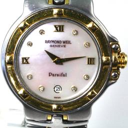 Authentic estate Raymond Weil Geneve Parsifal diamond lady’s stainless steel wristwatch