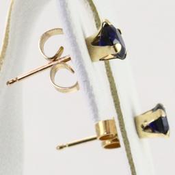Pair of estate 10K yellow gold sapphire stud earrings