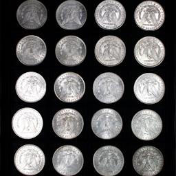 Roll of 20 about uncirculated U.S. Morgan silver dollars