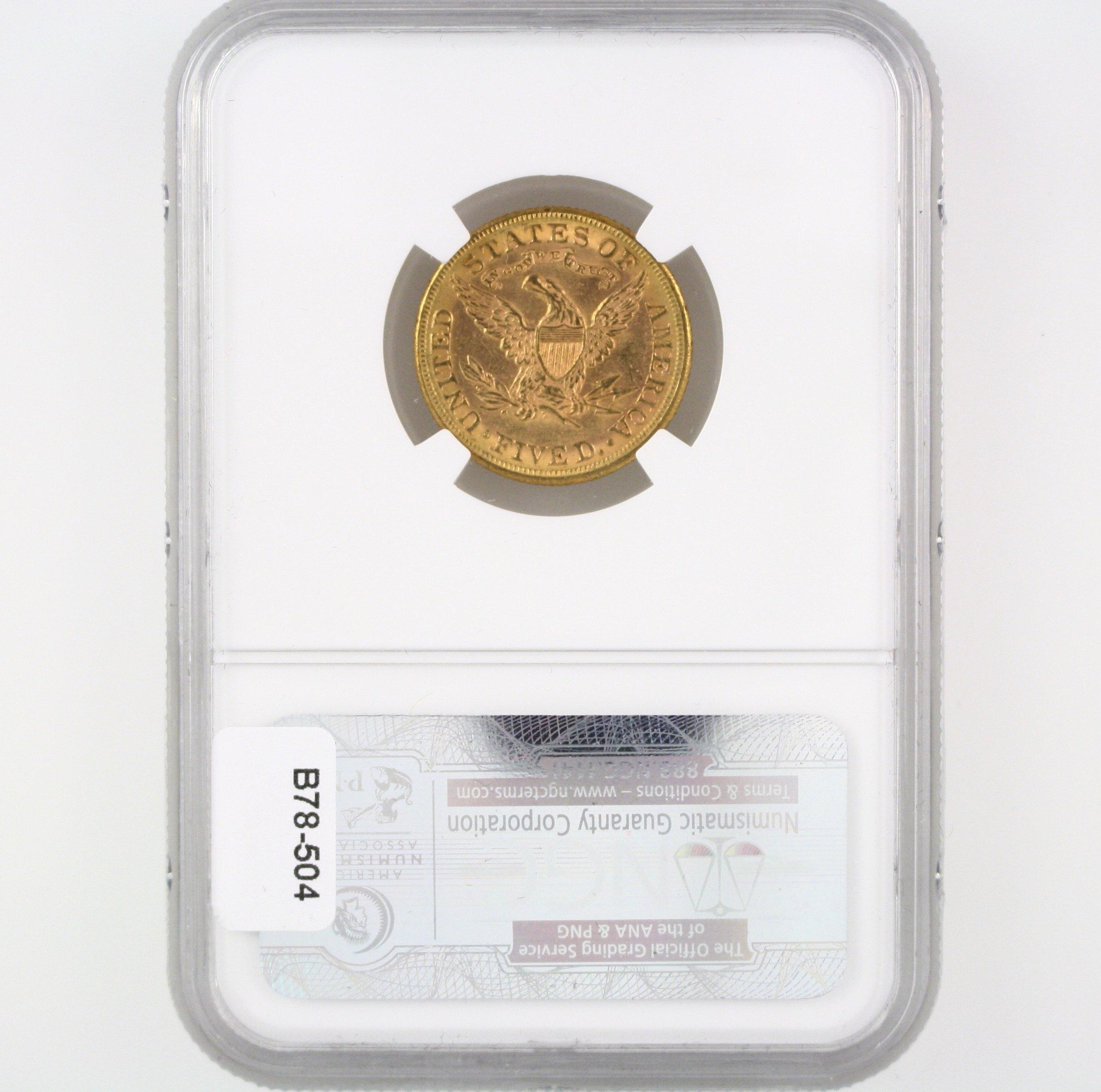 Certified 1881 U.S. $5 Liberty head gold coin