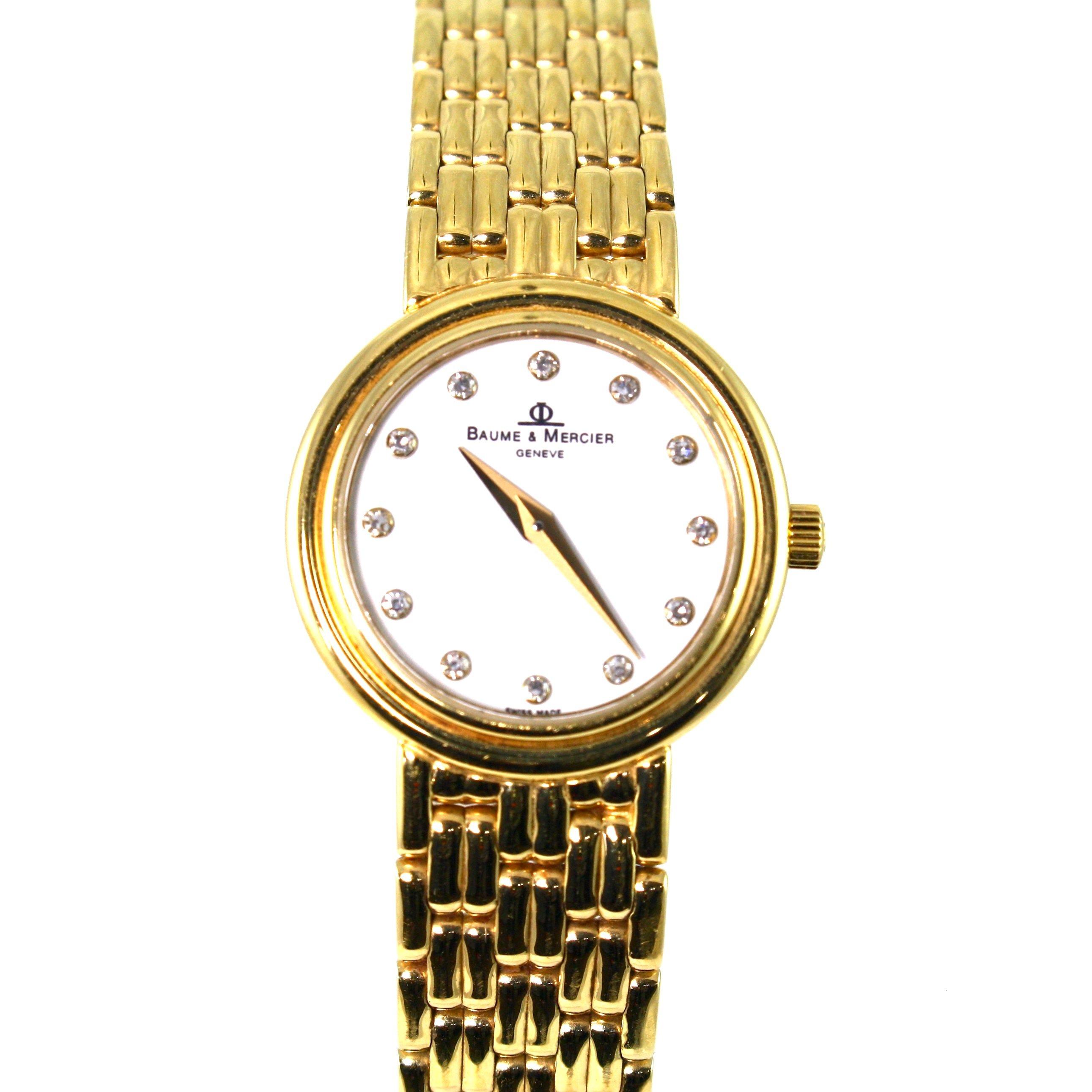 Authentic estate Baume & Mercier 14K gold & diamond wristwatch