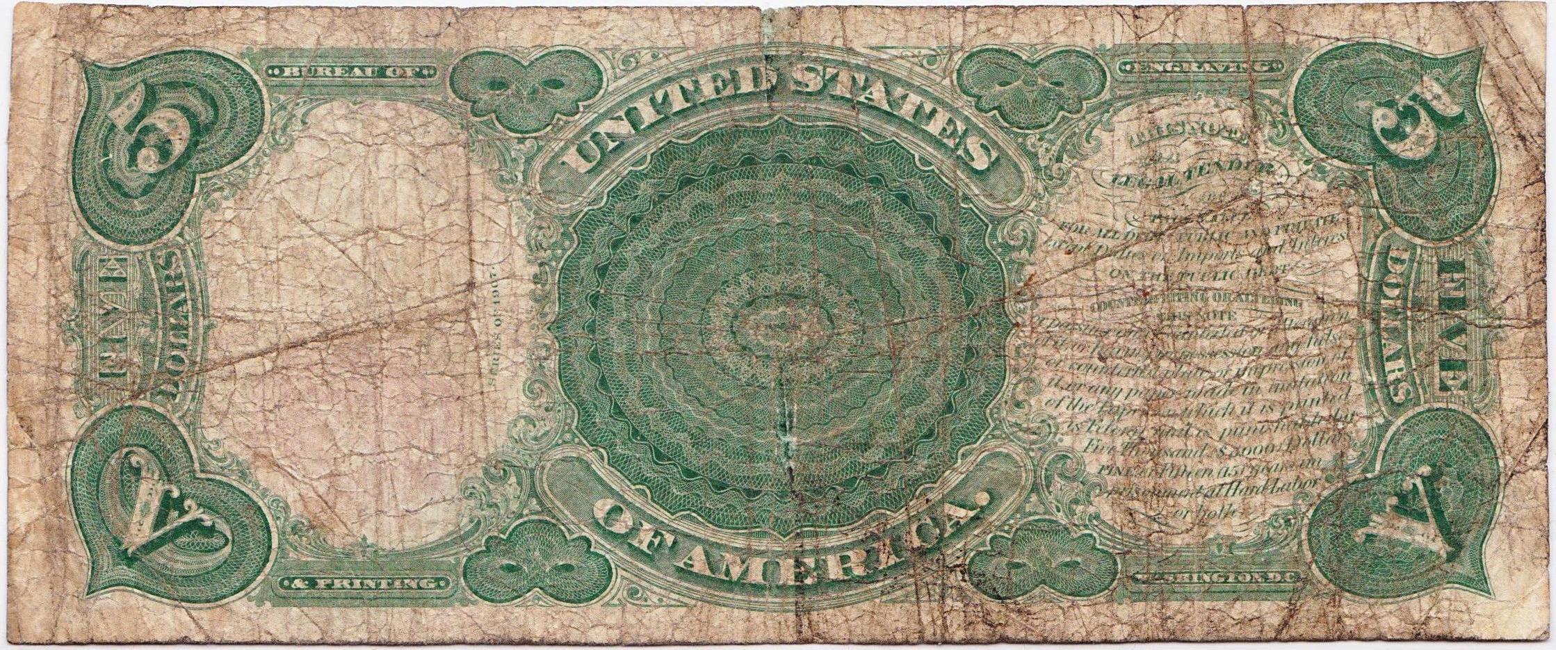 1907 U.S. large size "woodchopper" red seal legal tender banknote