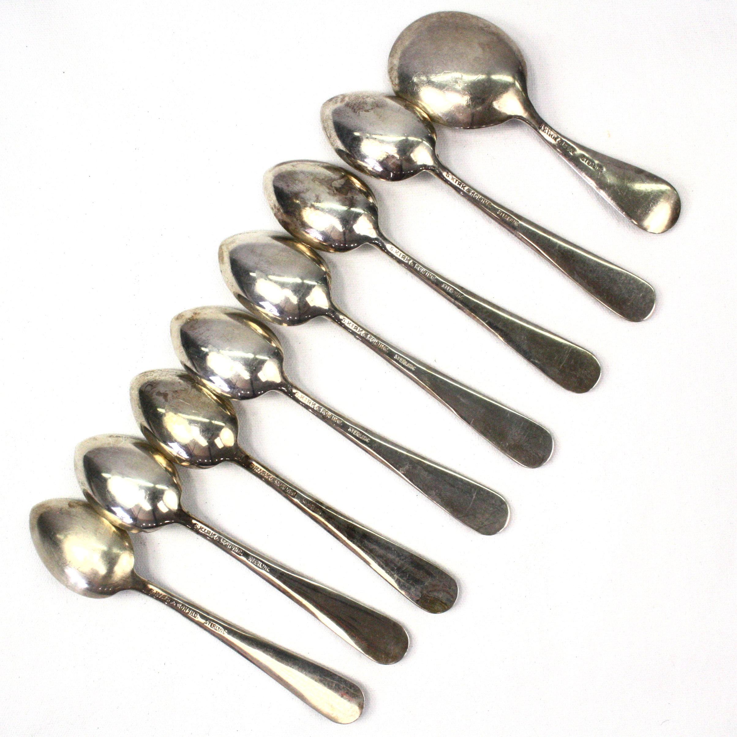 Set of 8 S. Kirk & Son sterling silver demitasse spoons