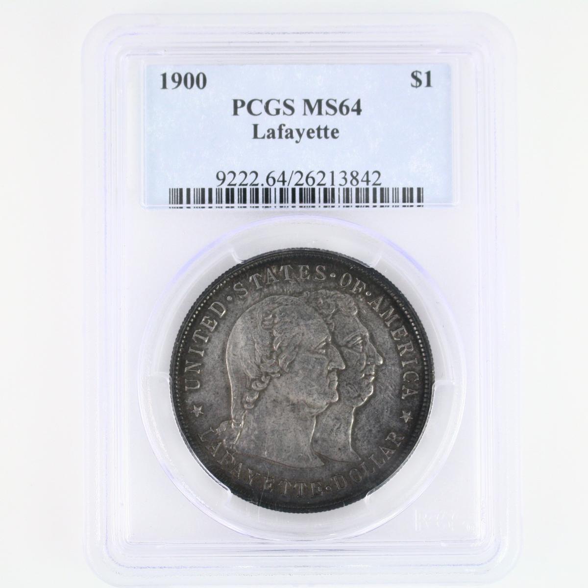 Certified 1900 U.S. Lafayette commemorative silver dollar