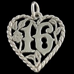 Estate James Avery sterling silver "16" charm
