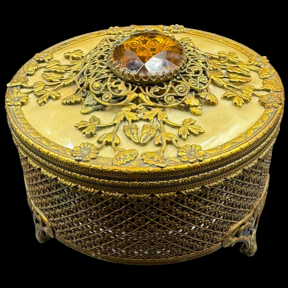 Gorgeous antique gold-plated jewelry box
