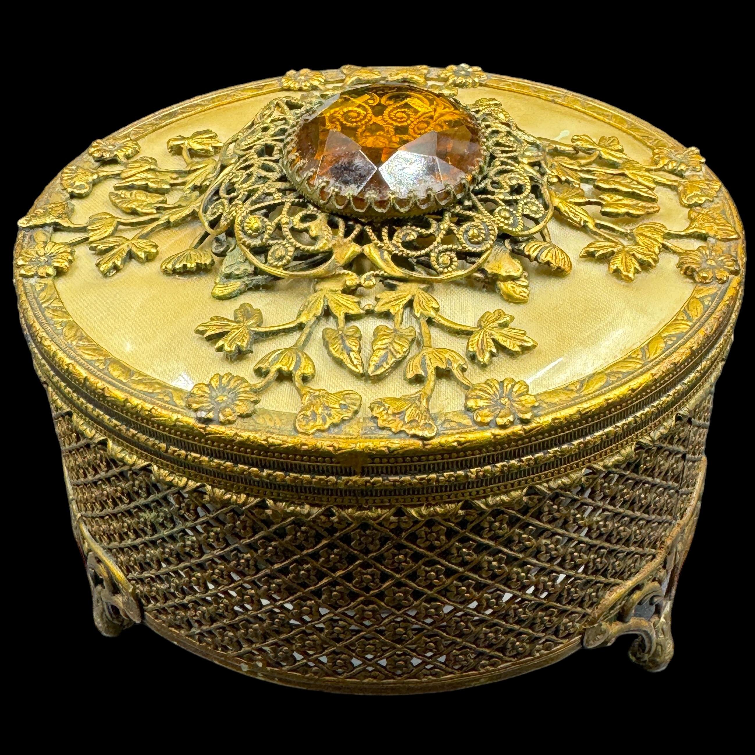 Gorgeous antique gold-plated jewelry box
