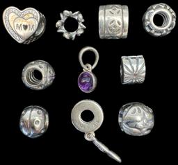 Lot of 10 authentic estate Pandora sterling silver beads