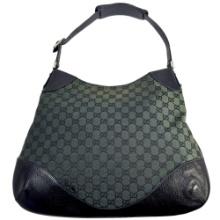 Authentic estate Gucci Monogram Green Canvas hobo shoulder bag
