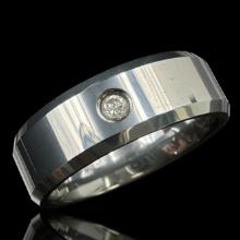 Estate sterling silver & tungsten carbide diamond ring