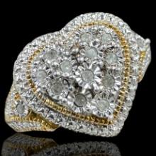 Estate sterling silver gold-accented diamond ring