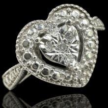 Estate sterling silver diamond ring