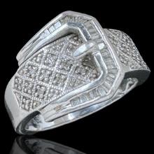 Estate sterling silver diamond ring
