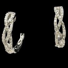 Pair of estate sterling silver diamond hoop earrings