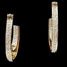 Pair of estate sterling silver gold-accent diamond hoop earrings