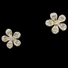 Pair of estate sterling silver diamond stud earrings