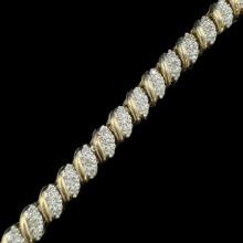 Estate sterling silver gold-plated diamond bracelet