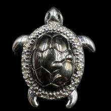 Estate antiqued sterling silver diamond pendant